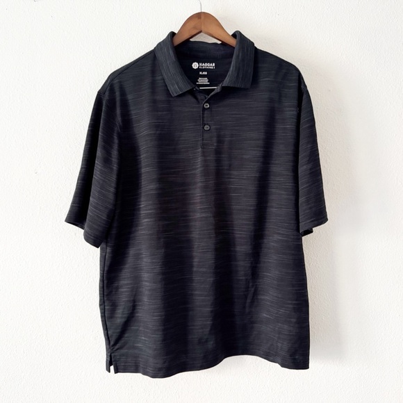 Haggar XL Black Performance Polo Shirt Mens Heathered Casual Golf Athleisure - Picture 2 of 9